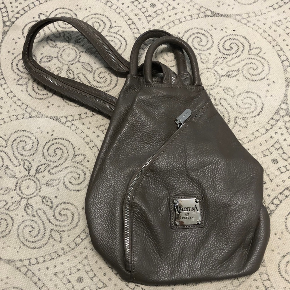 Convertible backpack/ shoulder bag pebbled Italian leather